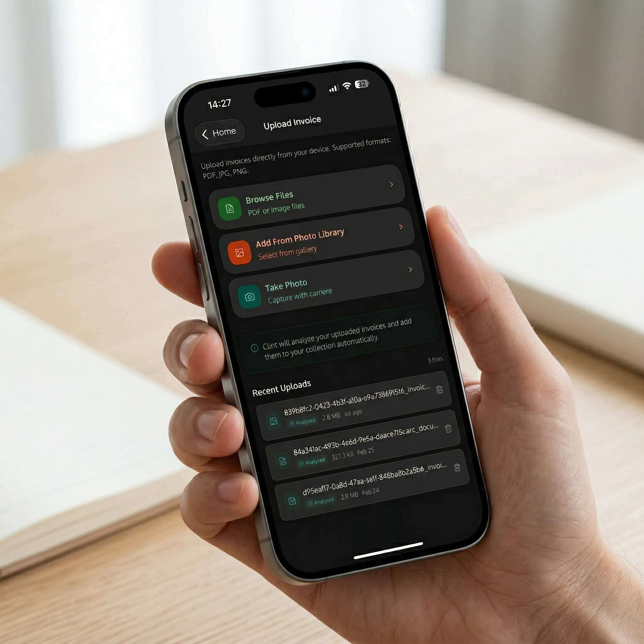 Upload Invoices on iPhone
