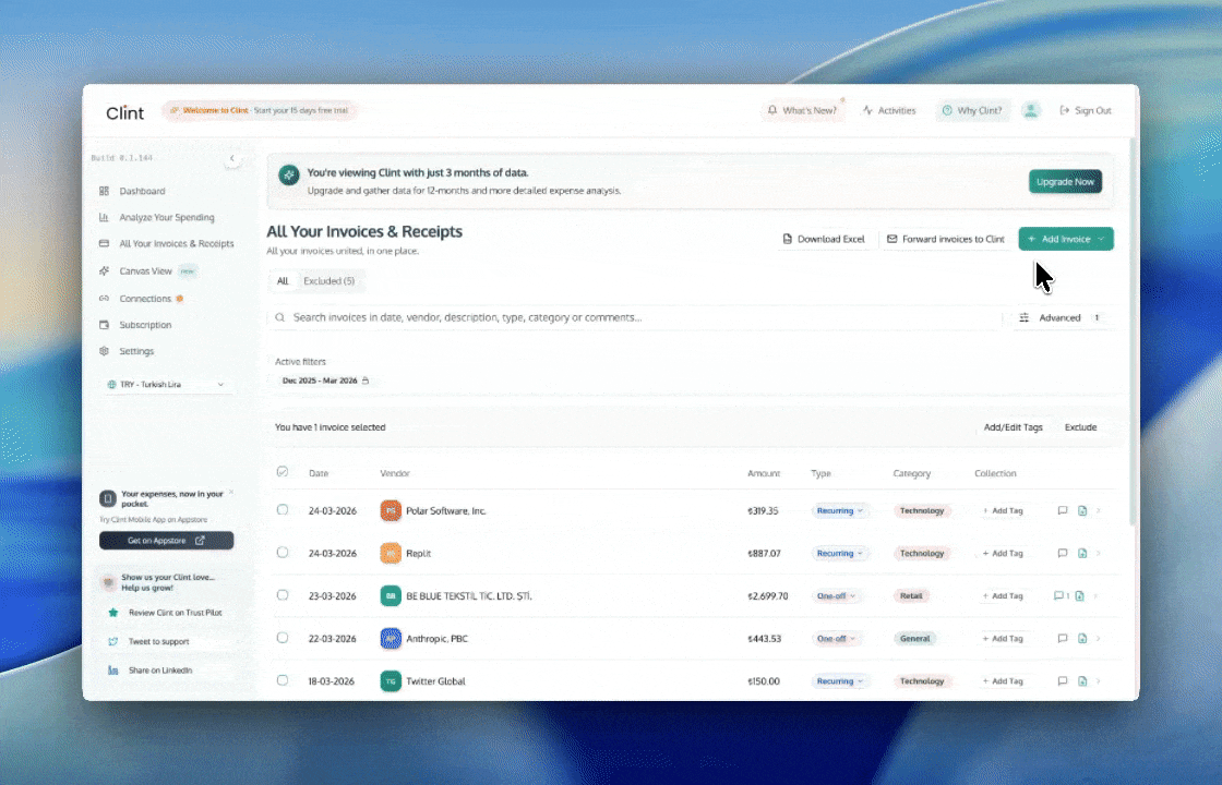 Manual Invoice Entry and Upload
